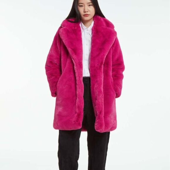 Confetti Pink Stella Faux Fur Coat from APPARIS (Size XS) NWT - Picture 8 of 9